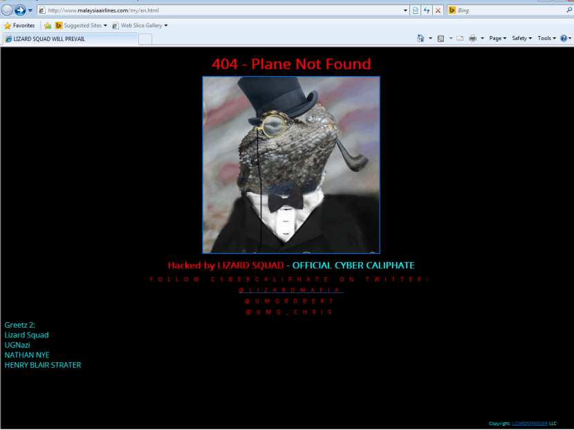 Malaysia Airlines website hacked by a group calling itself Cyber Caliphate.