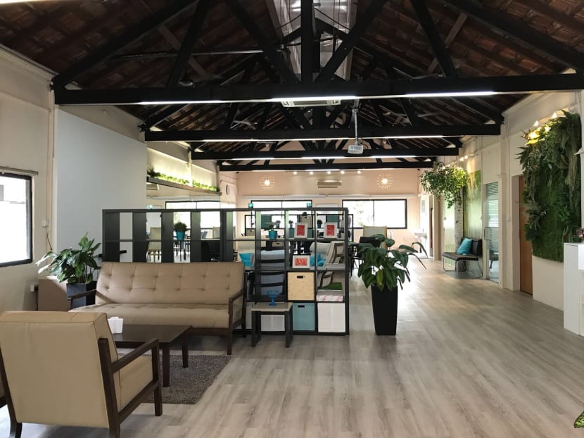 The interior of Hovi Club, a new senior activity centre at Turf City where clients may opt to groom and feed horses, pet rabbits, or do aqua therapy in the swimming pool. They may also choose to stay indoors to play mahjong or watch Korean dramas together. Photo: Toh Ee Ming/TODAY