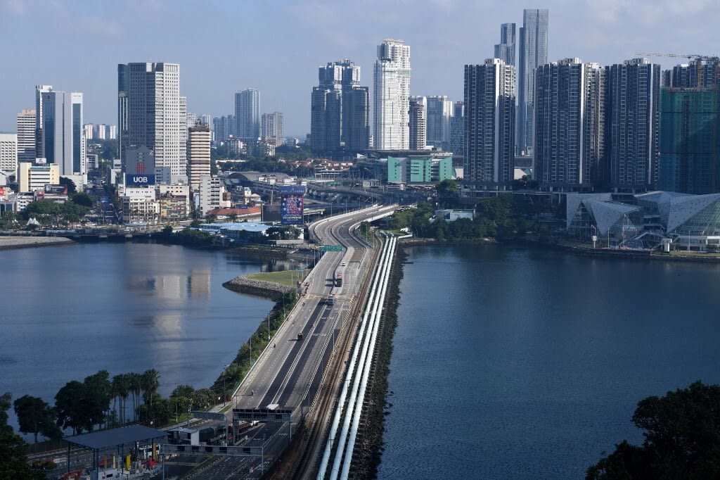 A view of the Causeway linking Singapore and Malaysia.