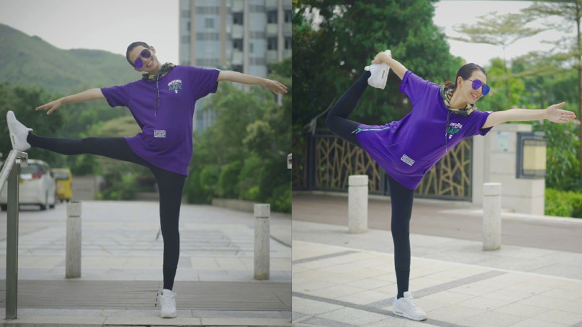 Six Months Pregnant Ada Choi Does Yoga And Stands On One Leg