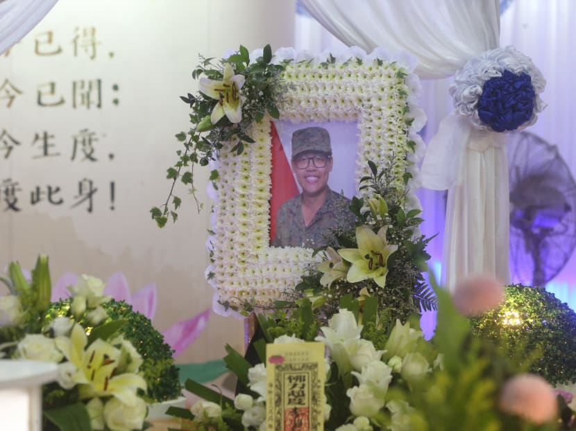 A photo of Private Dave Lee Han Xuan seen at his wake on Tuesday (May 1).