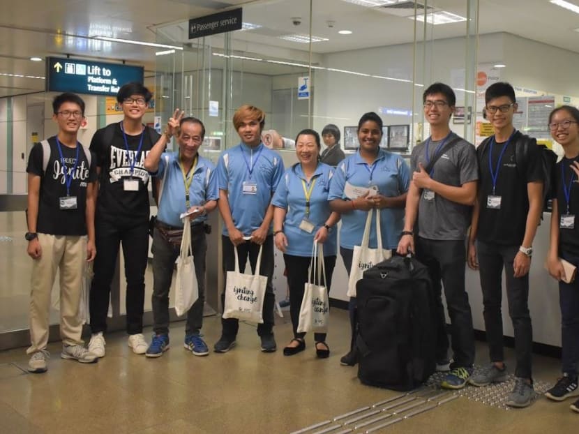 Project Behind-the-Scenes, one of the projects funded by the Young ChangeMakers Grant Covid-19 Edition, where notes of encouragement were collected from students and passed on with care packs to about 200 cleaners working at bus interchange and MRT stations on March 15, 2020.