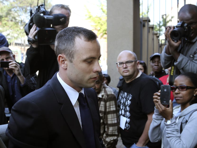 Oscar Pistorius, arrives at the high court in Pretoria, South Africa, on April 15, 2014. Photo: AP