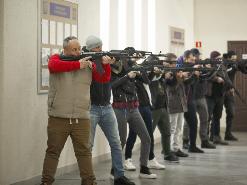 In Odessa, civilians come to train to hold a weapon, shoot, behave in a war zone or learn first aid to be ready for a Russian attack on March 26, 2022.