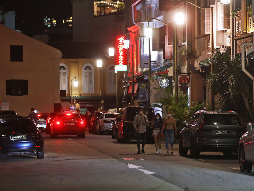 People walking along Ann Siang Hill on July 16, 2020. People walking along Ann Siang Hill on July 16, 2020.