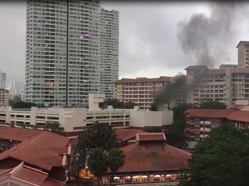 A still from a video showing the fire in Bishan. Video: Robin Chitrakar