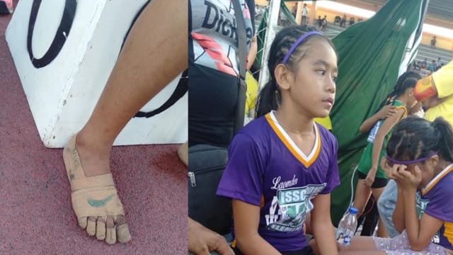 穿绷带“NIKE”鞋跑步 菲律宾11岁女童田径赛夺三金