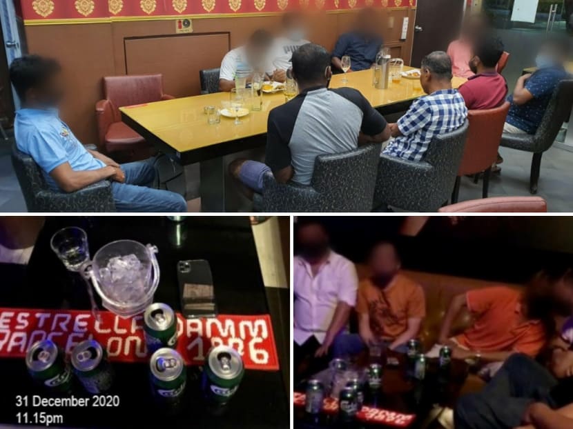 Meltz Resto-Bar (top) committed various breaches including allowing a group of 10 people to sit at a table, while Club V5 Tycoon (below) allowed patrons to consume alcohol at 11.15pm.