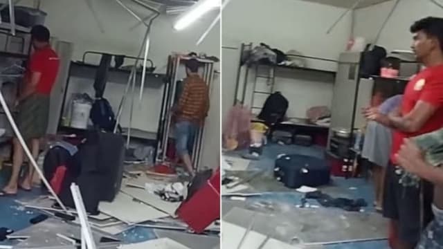 兀兰北岸客工宿舍部分天花板脱落 导致两名客工受轻伤