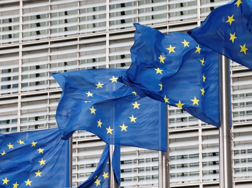 FILE PHOTO: European Union flags flutter outside the EU Commission headquarters in Brussels, Belgium, September 28, 2022. REUTERS/Yves Herman FILE PHOTO: European Union flags flutter outside the EU Commission headquarters in Brussels, Belgium, September 28, 2022. REUTERS/Yves Herman