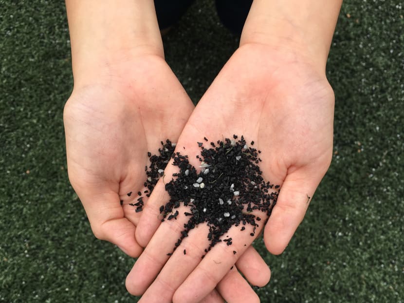 Sport Singapore (SportSG) has declared that artificial football pitches are safe to play on, having studied reports that concluded the toxicity levels from the rubber crumb material from the infill are within permissible standards. Photo: Stanley Ho/TODAY