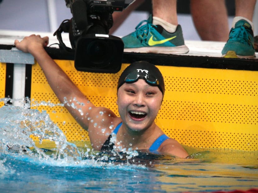 Samantha Yeo reacts after competing in the SEA Games womens 200m IM on August 24, 2017. Photo: Jason Quah/TODAY