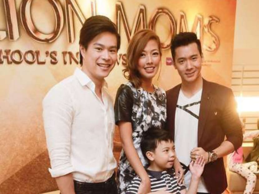 (L-R): Joshua Tan, Vanessa Vanderstraaten and Russell Ong star in Lion Moms along with child actor Keller Toh. Photo: Jason Ho