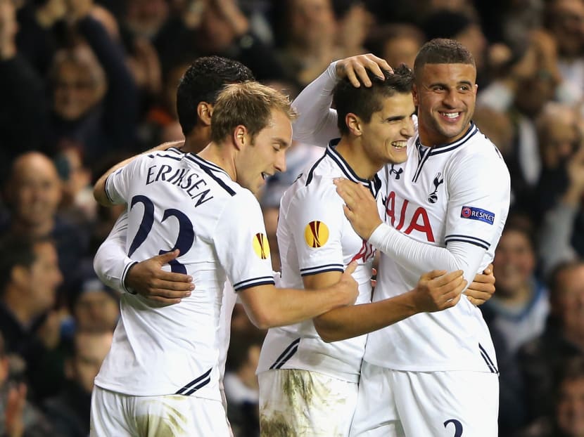 Erik Lamela (centre) is the one most likely to feed Spurs’ craving for artistry, subtlety, panache — qualities displayed by few in their recent history. Photo: Getty Images