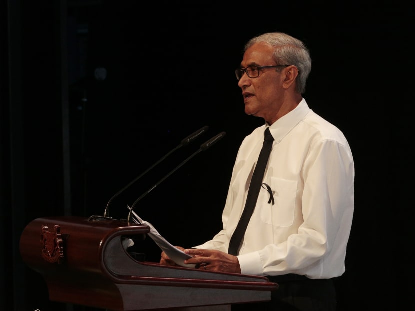 Former Senior Minister of State Zainul Abidin Rasheed delivers his eulogy for the late former President S R Nathan, during the state funeral on Aug 26, 2016. Photo: Jason Quah