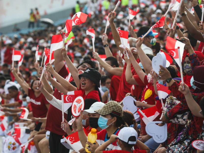 Spectators at the National Day Parade rehearsal on July 30, 2022. Spectators at the National Day Parade rehearsal on July 30, 2022.