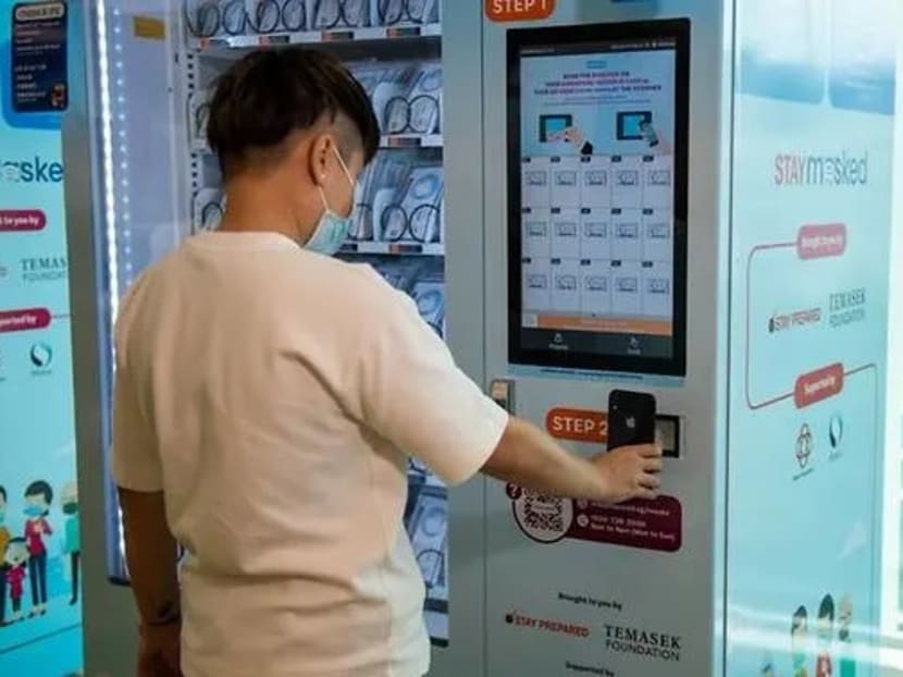 A StayMasked vending machine.