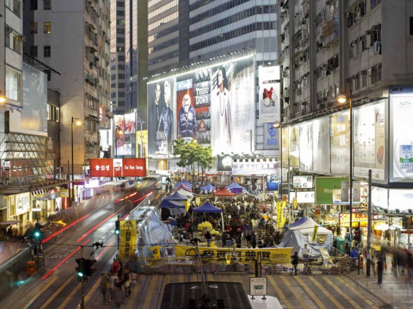 The protest site in Causeway Bay has been the smallest since demonstrators started occupying key roads in the city in late September. Photo: REUTERS