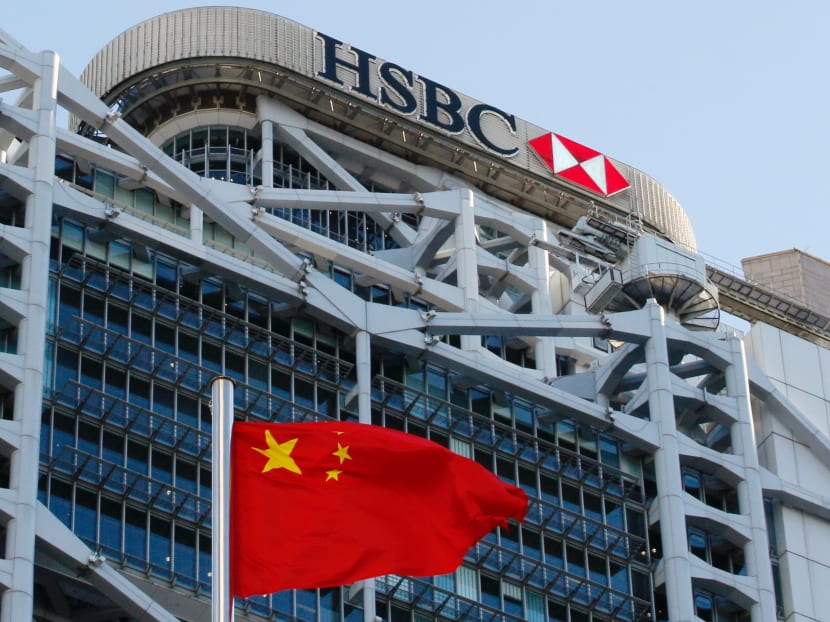 A Chinese national flag flies in front of HSBC headquarters in Hong Kong, China, July 28, 2020.