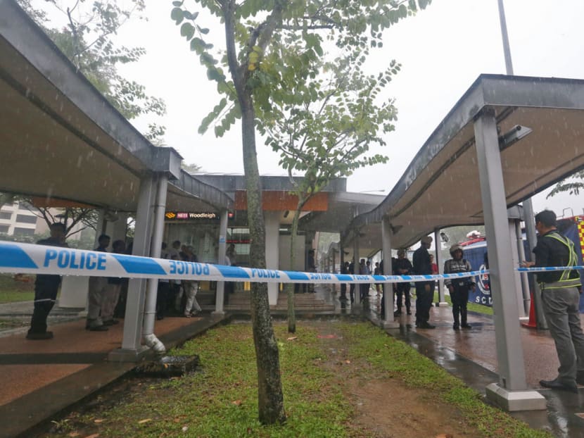 Woodleigh MRT Station was temporarily closed after a suspicious white substance was found within the premises. It turned out to be flour used by a local club to mark a running trail. TODAY FILE PHOTO