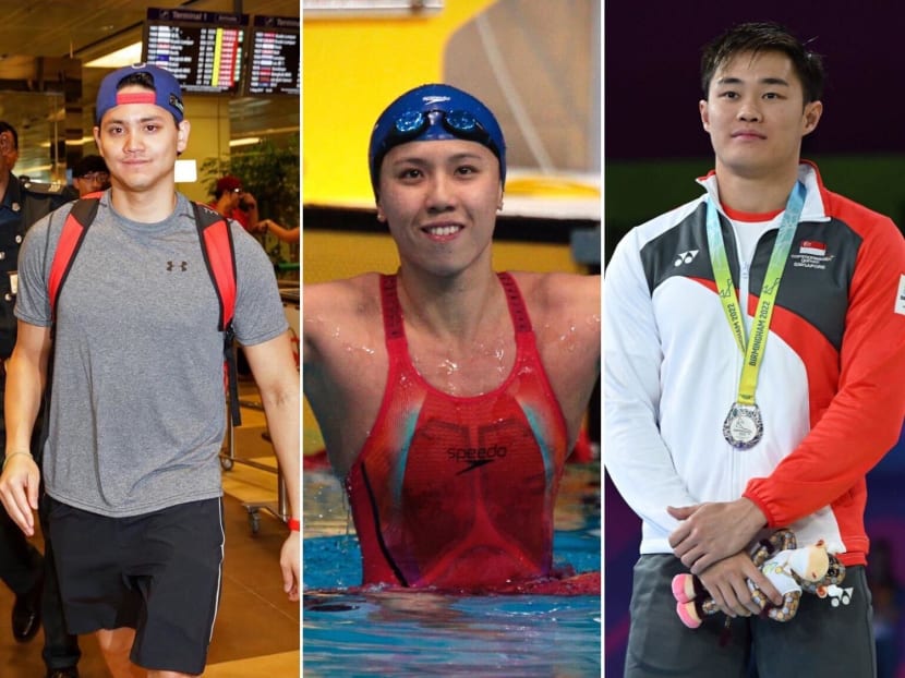 National swimmers (from left) Joseph Schooling, Amanda Lim and Teong Tzen Wei.