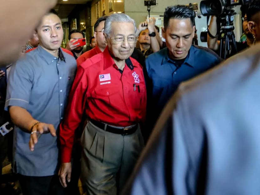 The Prime Minister’s Office in Malaysia issues a statement saying that Dr Mahathir Mohamad (front row, centre) submitted his resignation letter to the Malaysian King at 1pm on Feb 24, 2020.