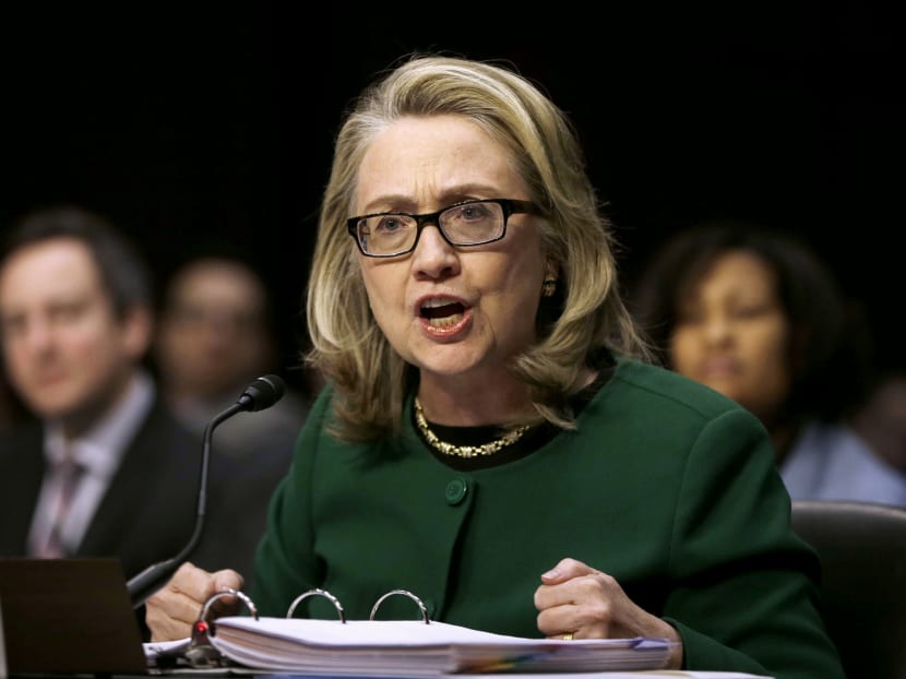 In this Jan 23, 2014, then-Secretary of State Hillary Rodham testifies on Capitol Hill in Washington before the Senate Foreign Relations Committee hearing on the deadly September attack on the US diplomatic mission in Benghazi, Libya, that killed Ambassador Chris Stevens and three other Americans. Photo: AP