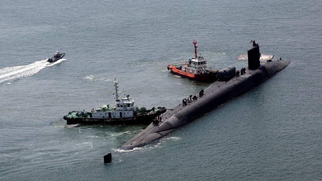 朝鲜半岛局势紧张 美国巡航导弹核潜艇“密歇根号”抵韩