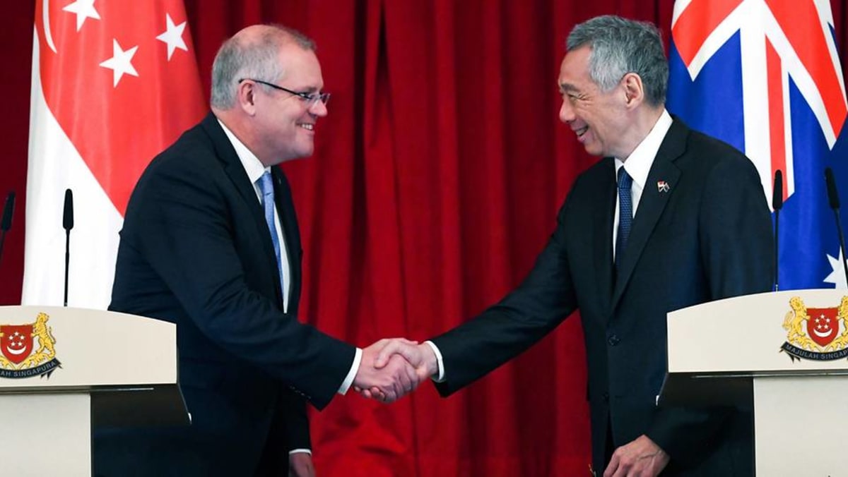 Scott Morrison, Perdana Menteri Australia, mengunjungi Singapura untuk pertemuan para pemimpin dengan Lee Hsien Loong