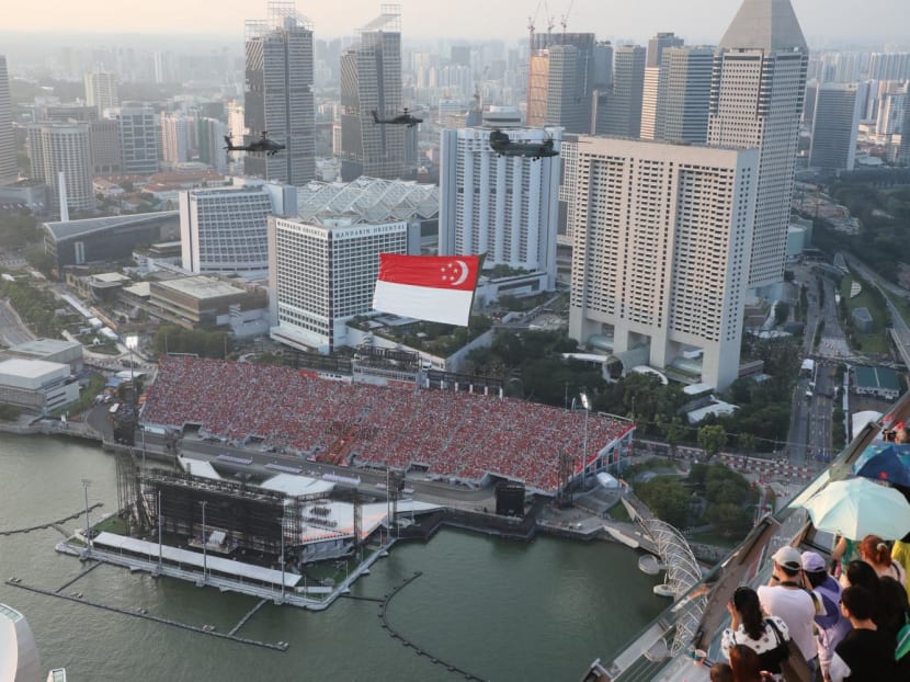 A view of The Float@Marina Bay during the National Day Parade on Aug 9, 2022. A view of The Float@Marina Bay during the National Day Parade on Aug 9, 2022.