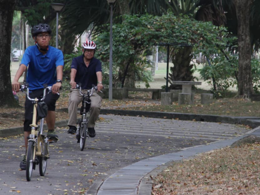 Cyclist cycling along the Punggol Park connector. Photo: Daryl Kang