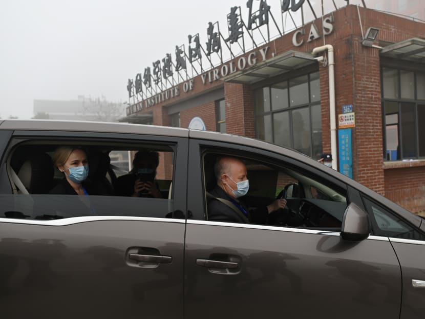 Members of the World Health Organization team investigating the origins of the Covid-19 coronavirus arrive by car at the Wuhan Institute of Virology in Wuhan in China's central Hubei province on February 3, 2021.