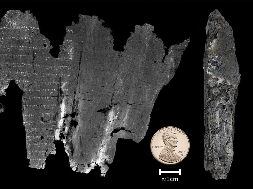 In an undated handout photo, a composite image of the completed virtual unwrapping of the En-Gedi scroll. Photo: Seales et al via The New York Times