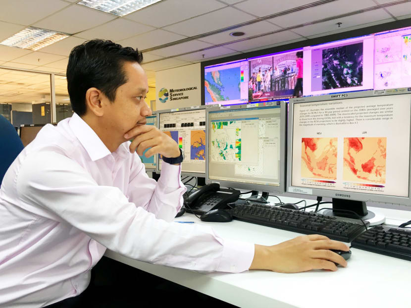 CCRS scientist Raizan Rahmat said the challenge of climate change research is often the amount of uncertainty that comes with weather projections. PHOTO: NEA