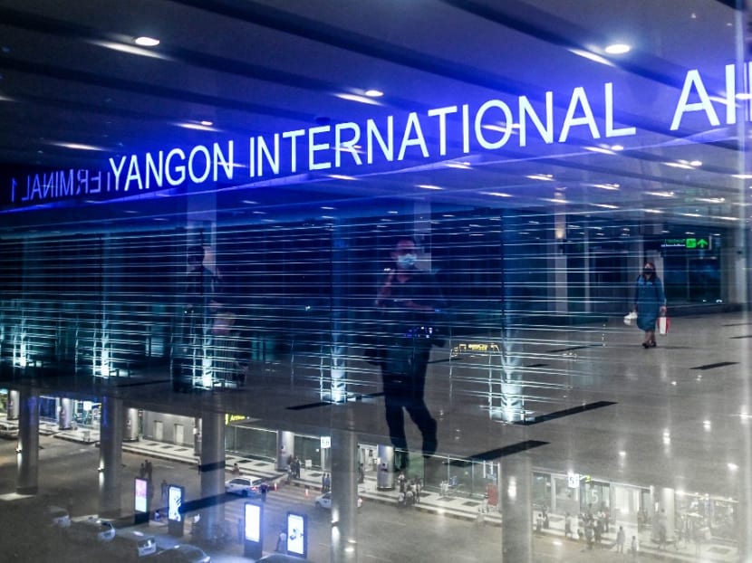 A view of the interiors of Yangon International Airport in March 2020 during the Covid-19 outbreak. Weekly relief flights between Yangon and Singapore resumed on Feb 4, 2021.
