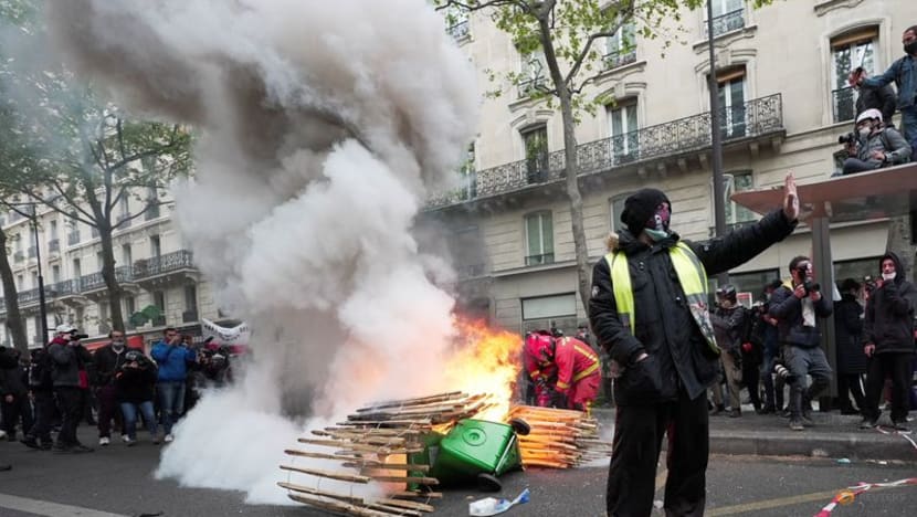 Violence erupts in May Day protests in Paris, marchers criticise re-elected Macron