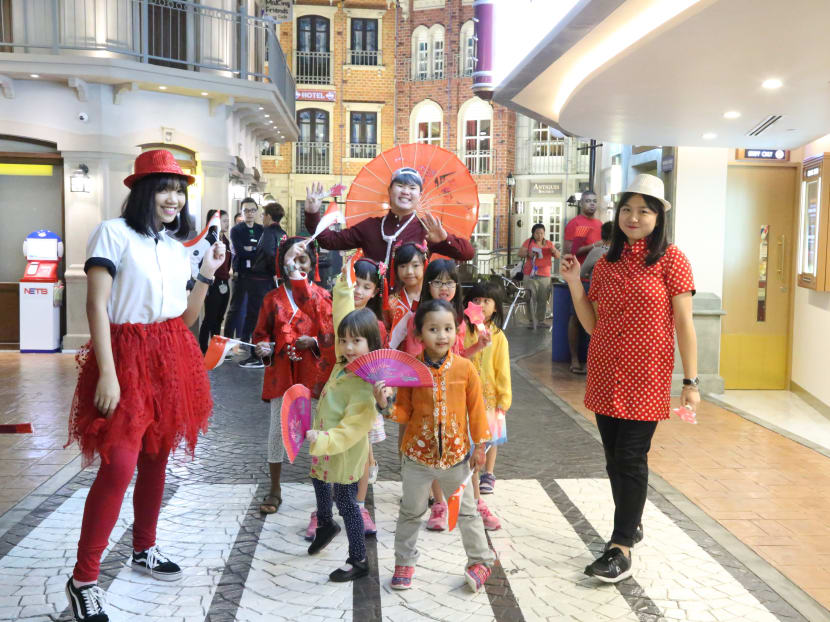 Kids can come dressed in red and dance to heart-warming National Day songs during the City Parade as part of Kidzania Singapore's National Day themed activities. Photo: Kidzania Singapore