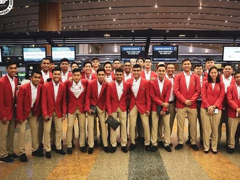 Singapore's footballers before heading off to the 30th SEA Games.