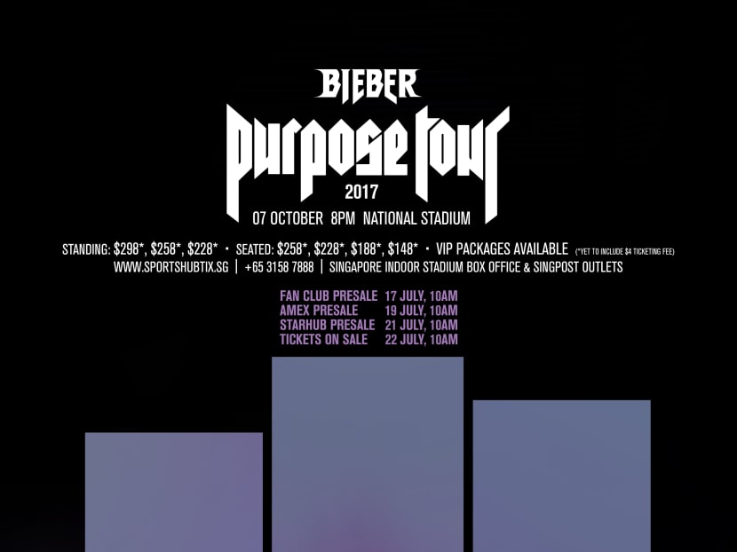 Justin Bieber Purpose World Tour in Singapore ticket refunds will begin on August 1. Photo: Unusual Entertainment
