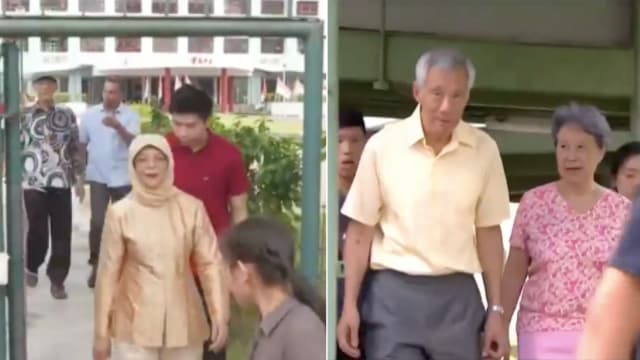 哈莉玛总统和李总理今早现身不同投票站投票