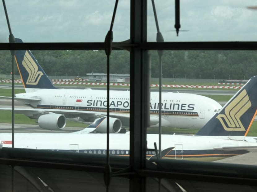 A Singapore Airlines plane taxis along the tarmac at a Changi Airport on Sept 11, 2020. 