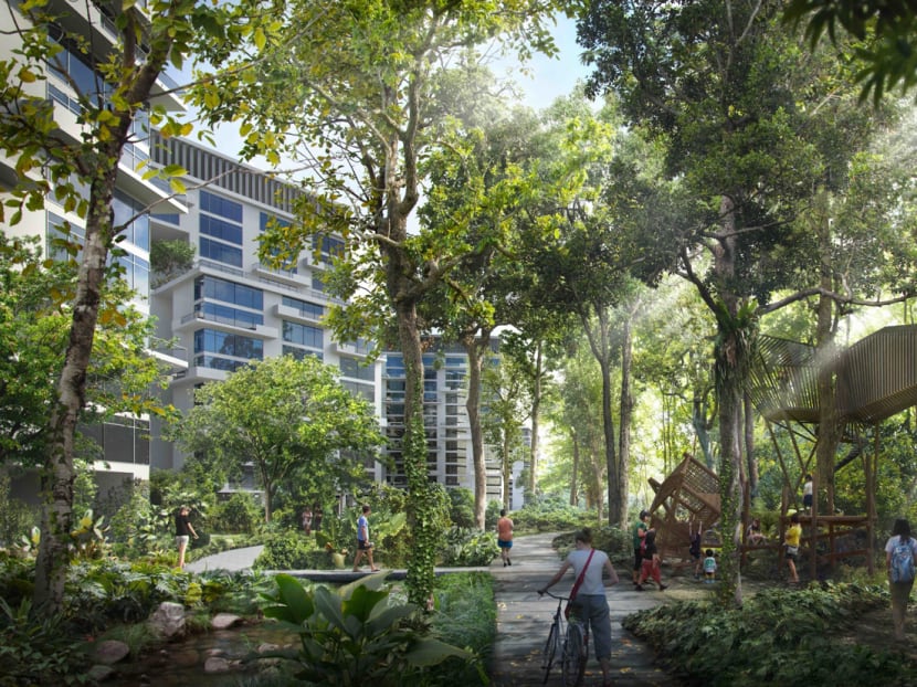 Artist impression of the Forest Corridor in Tengah, which will form part of a larger network of greenery linking the Western Catchment Area with the Central Catchment Nature Reserve. Photo: HDB