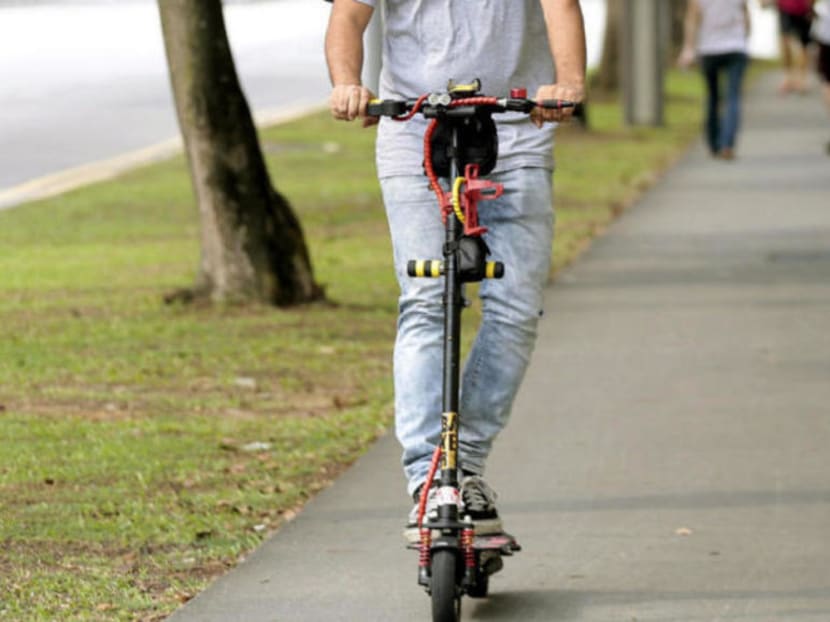 David Chan Wei Peng, 24, was heading towards Yishun North Neighbourhood Police Centre to perform his reservist duties when he was caught illegally riding on a footpath.