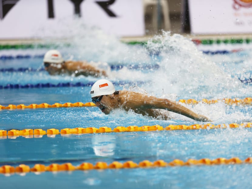Quah Zheng Wen won the men’s 100m backstroke and 100m butterfly on the first day of the Neo Garden Singapore National Swimming Championships. Photo: Don Wong