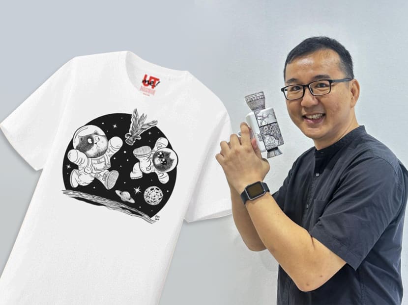 This Singaporean ink artist has a collaboration with Uniqlo featuring cats playing capteh