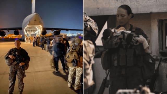 殉职美国女兵留下“怀抱阿富汗婴儿”感人遗照
