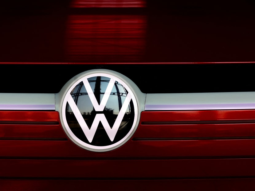 The VW logo is on display at the headquarters of German carmaker Volkswagen in Wolfsburg, northern Germany on March 26, 2021.