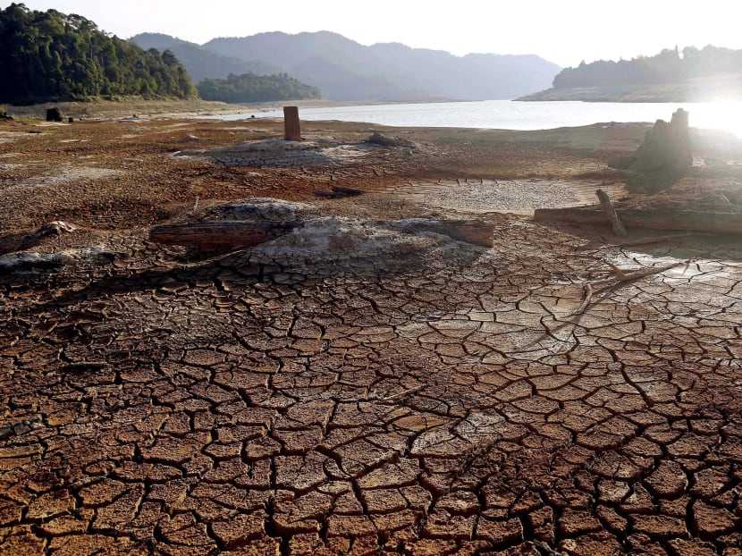 An area near Linggiu Reservoir in Johor. The reservoir enables Singapore to reliably draw water from the Johor River by releasing water into the river to prevent saltwater intrusion from the sea into the river. However, the water level at the reservoir fell to a historic low of 35 per cent on April 22, 2016. Photo: Raj Nadarajan/TODAY