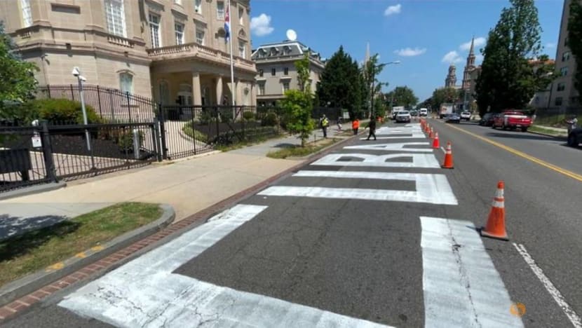 'Cuba Libre' message painted outside Cuba's US embassy in Washington 'Cuba Libre' message painted outside Cuba's US embassy in Washington