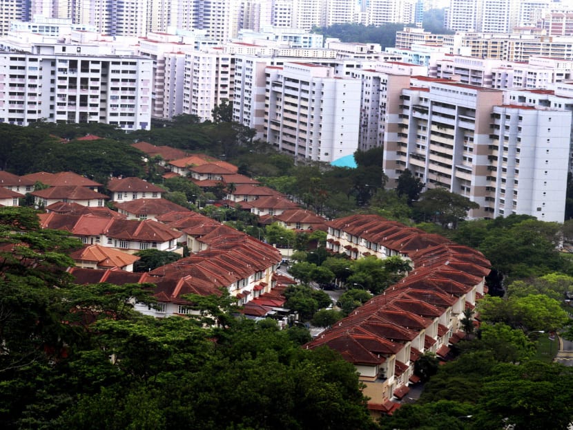Aerial view of landed property and HDB housing along Bukit Timah. TODAY file photo